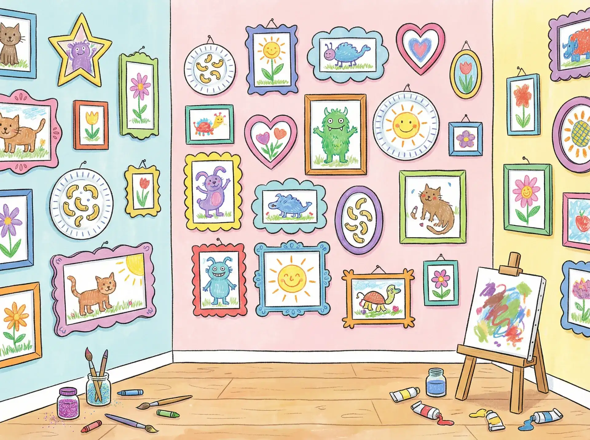 小朋友的彩色画作 - 小木屋手机影院 创意展示